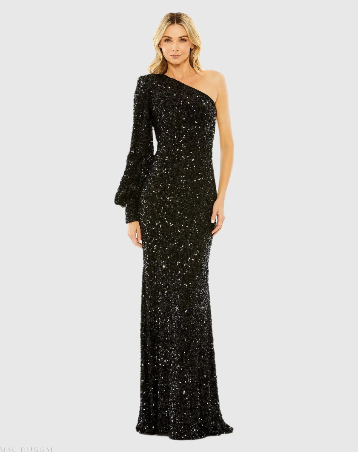 Women's Black Dress Sequin One Shoulder - Black One-Shoulder Asymmetrical