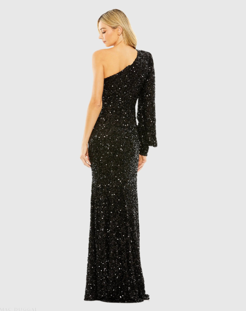 Women's Black Dress Sequin One Shoulder - Black One-Shoulder Asymmetrical