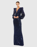 Women's Dress Sequin - Sleeve Gown - Bishop Sleeve Gown