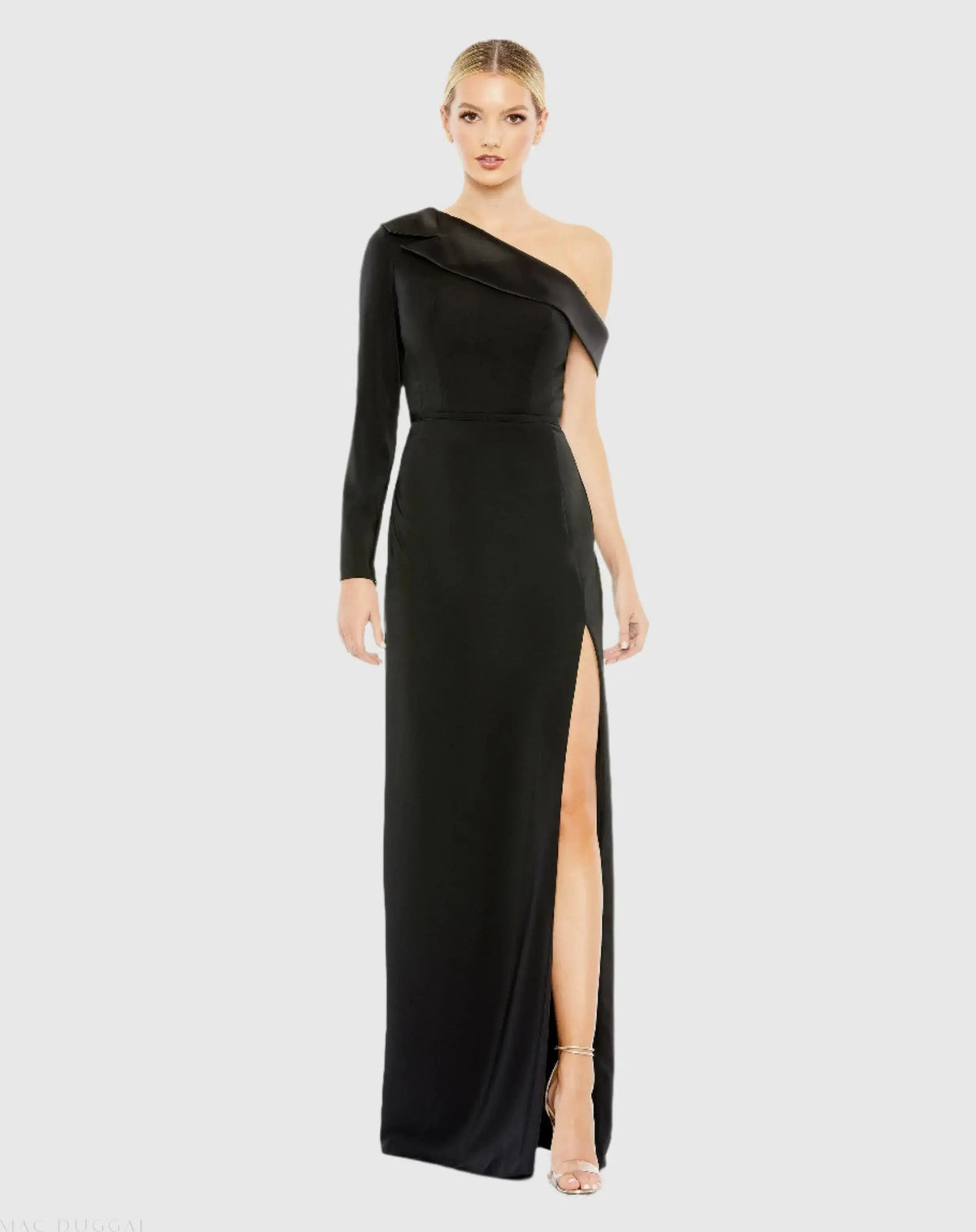 Women's Evening Dress for Evening & Special Occasions - Black One-Shoulder Asymmetrical