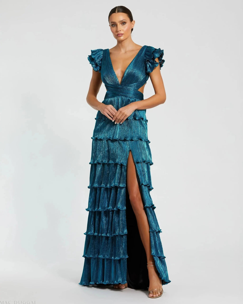 Women's Blue Dress Lace - Blue Ruffle Backless