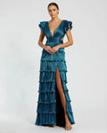 Women's Blue Dress Lace - Blue Ruffle Backless
