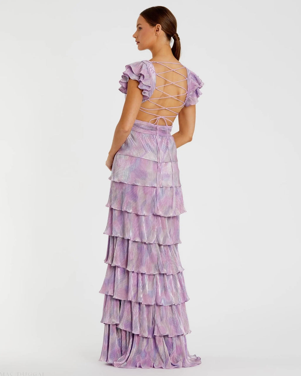 Women's Purple Dress Lace - Purple Ruffle Backless