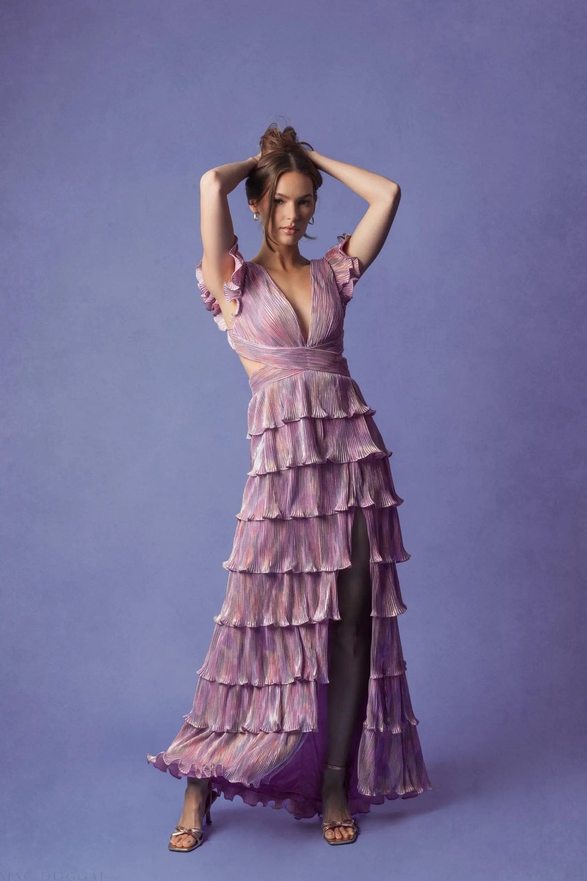 Women's Purple Dress Lace - Purple Ruffle Backless