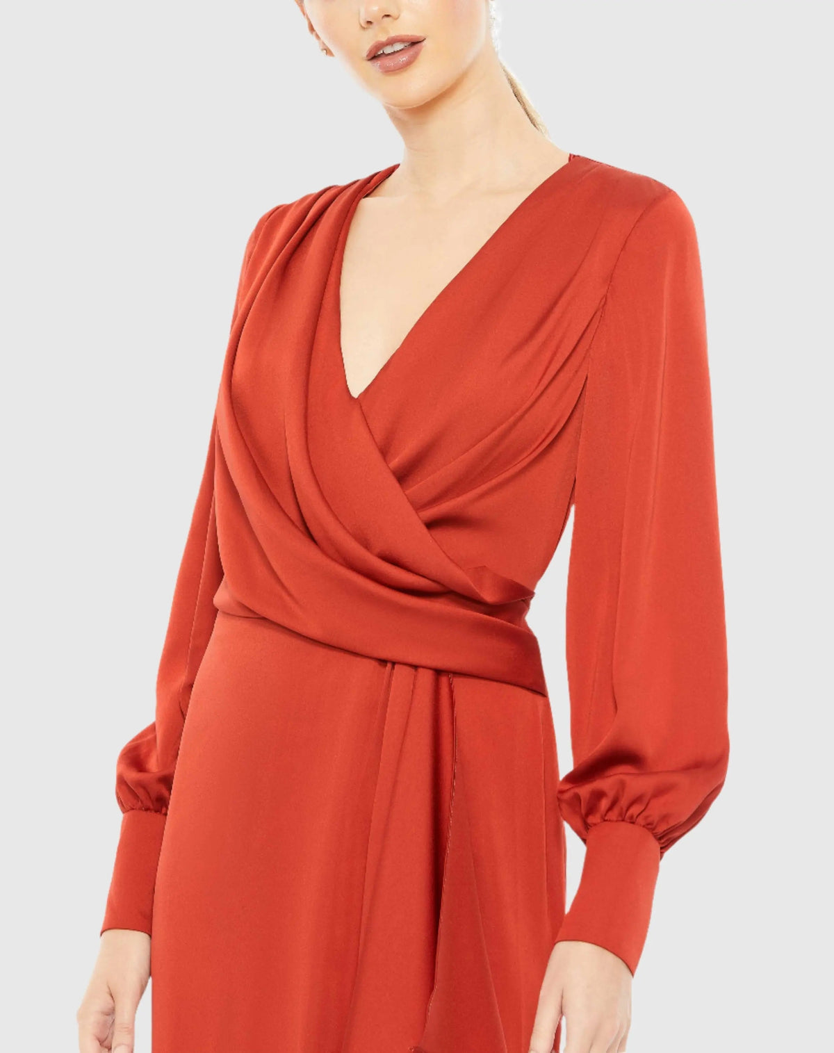 Women's Red Dress - Red Satin