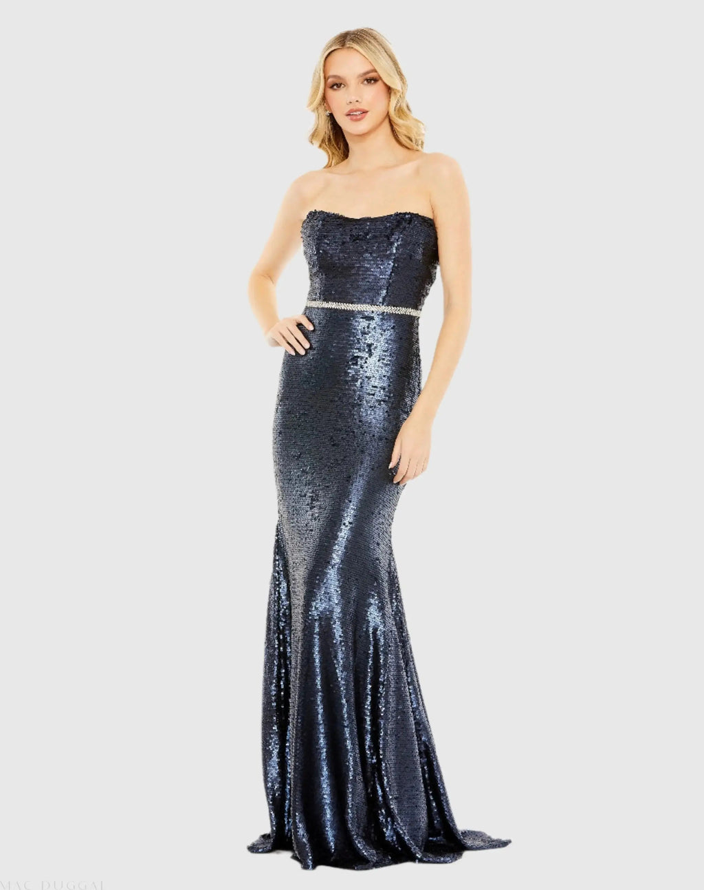 Women's Navy Dress Sequin Strapless