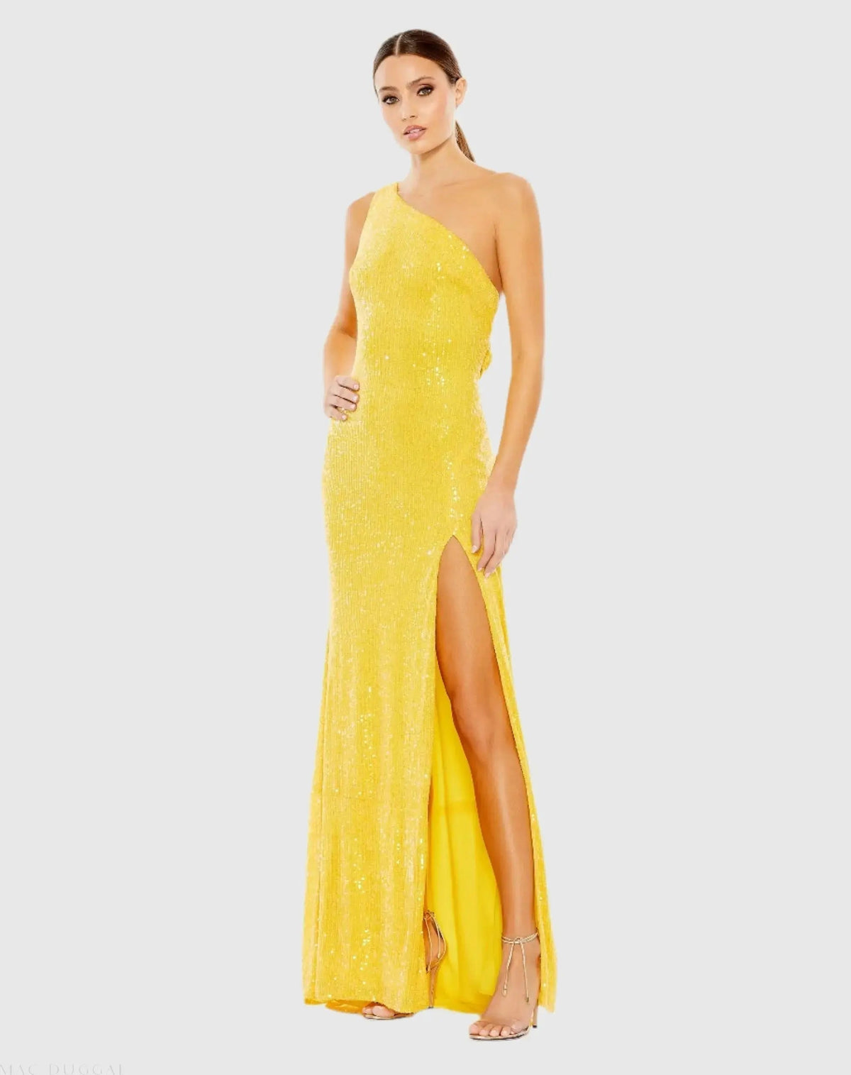 Women's Yellow Dress Sequin One Shoulder