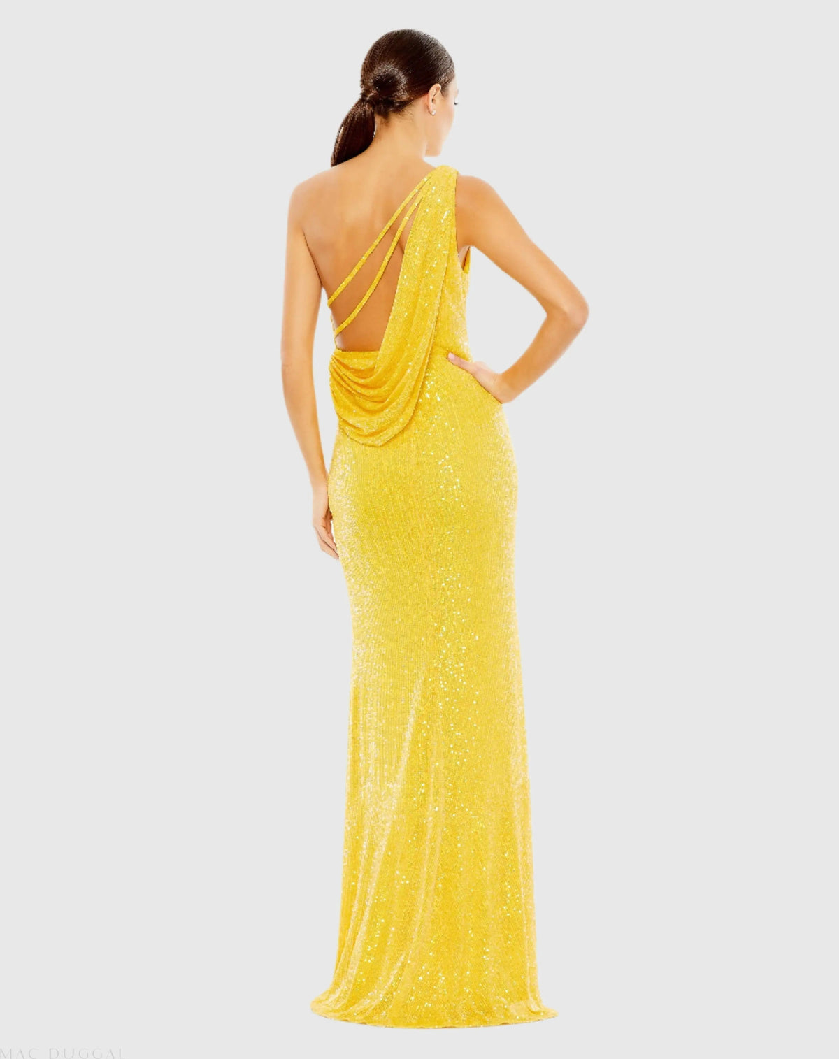 Women's Yellow Dress Sequin One Shoulder