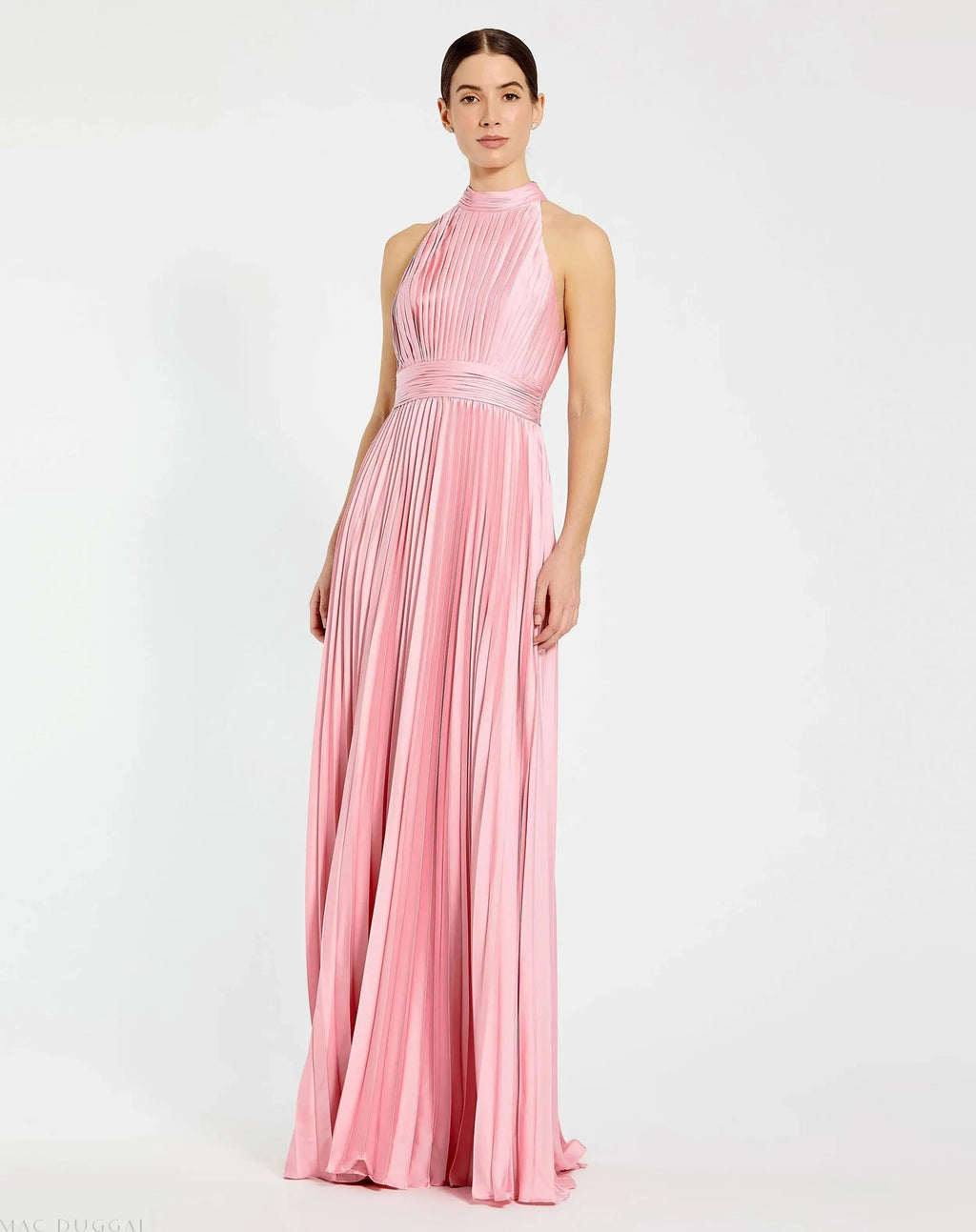 Women's Dress Satin Halter - Pleated