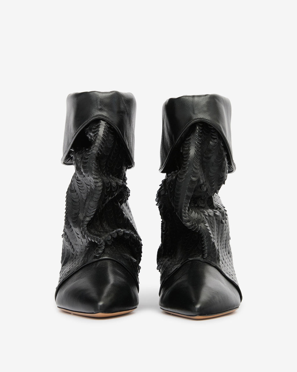 Slouchy Suede Cone-Heel Ankle Boots