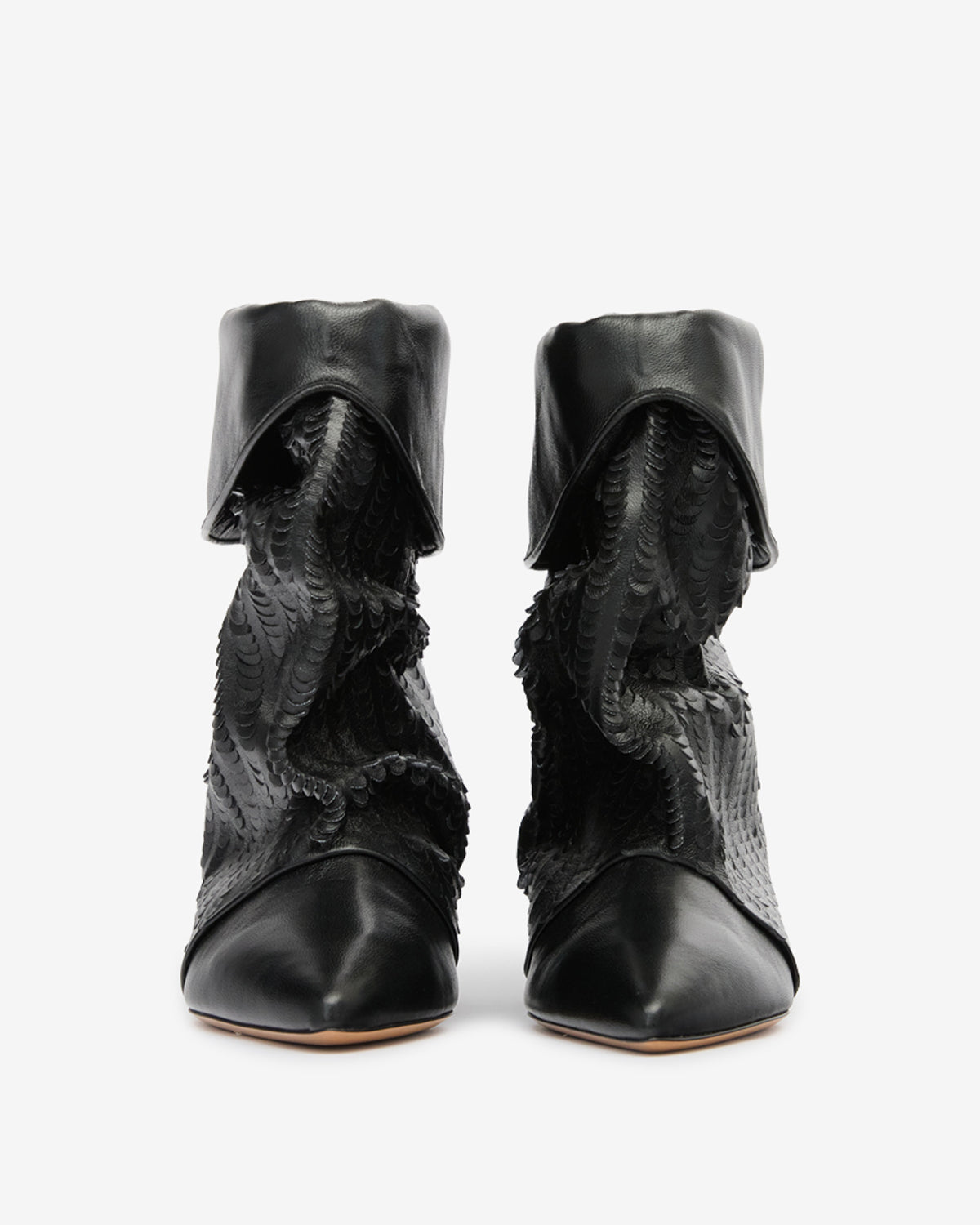 Slouchy Suede Cone-Heel Ankle Boots