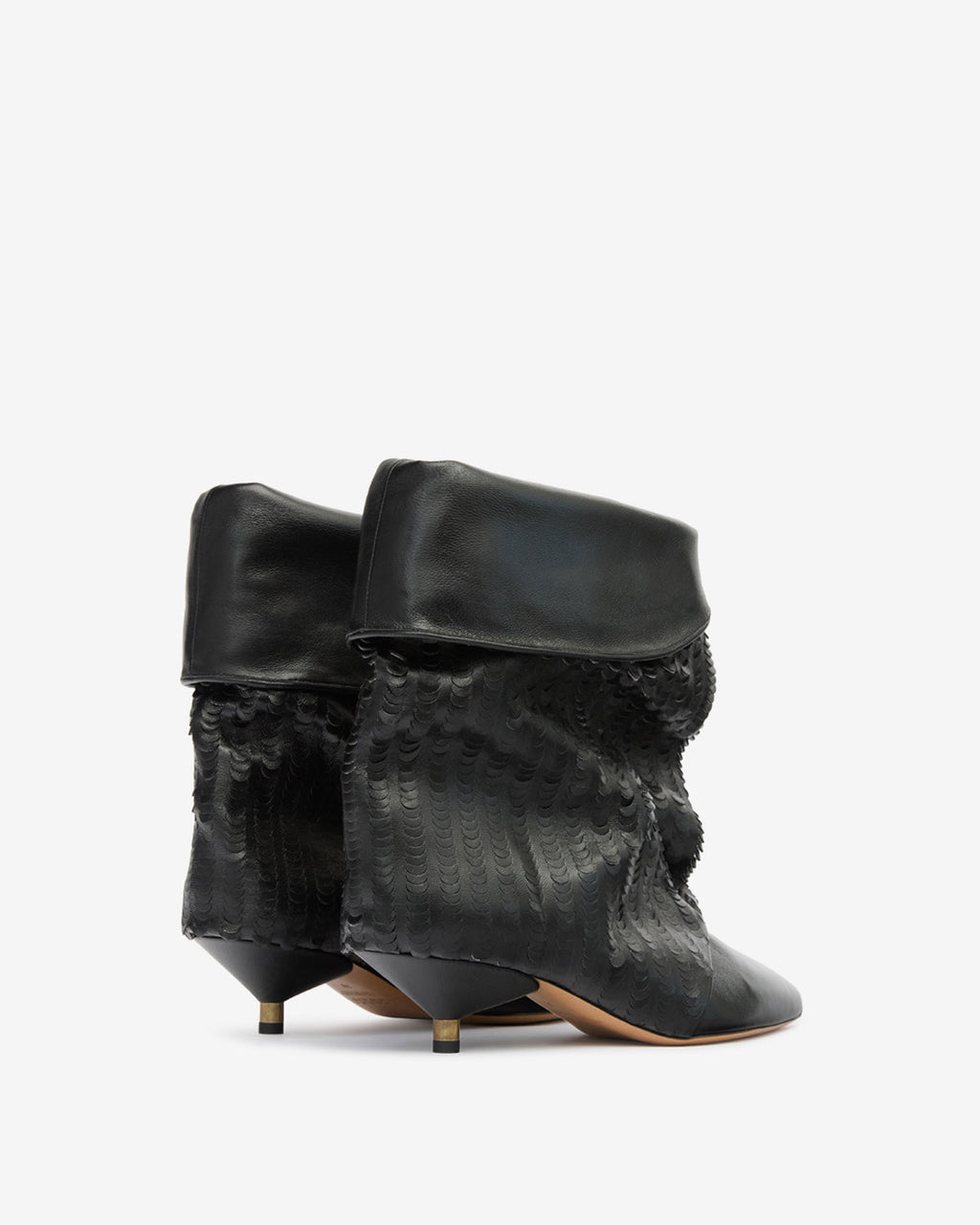 Slouchy Suede Cone-Heel Ankle Boots