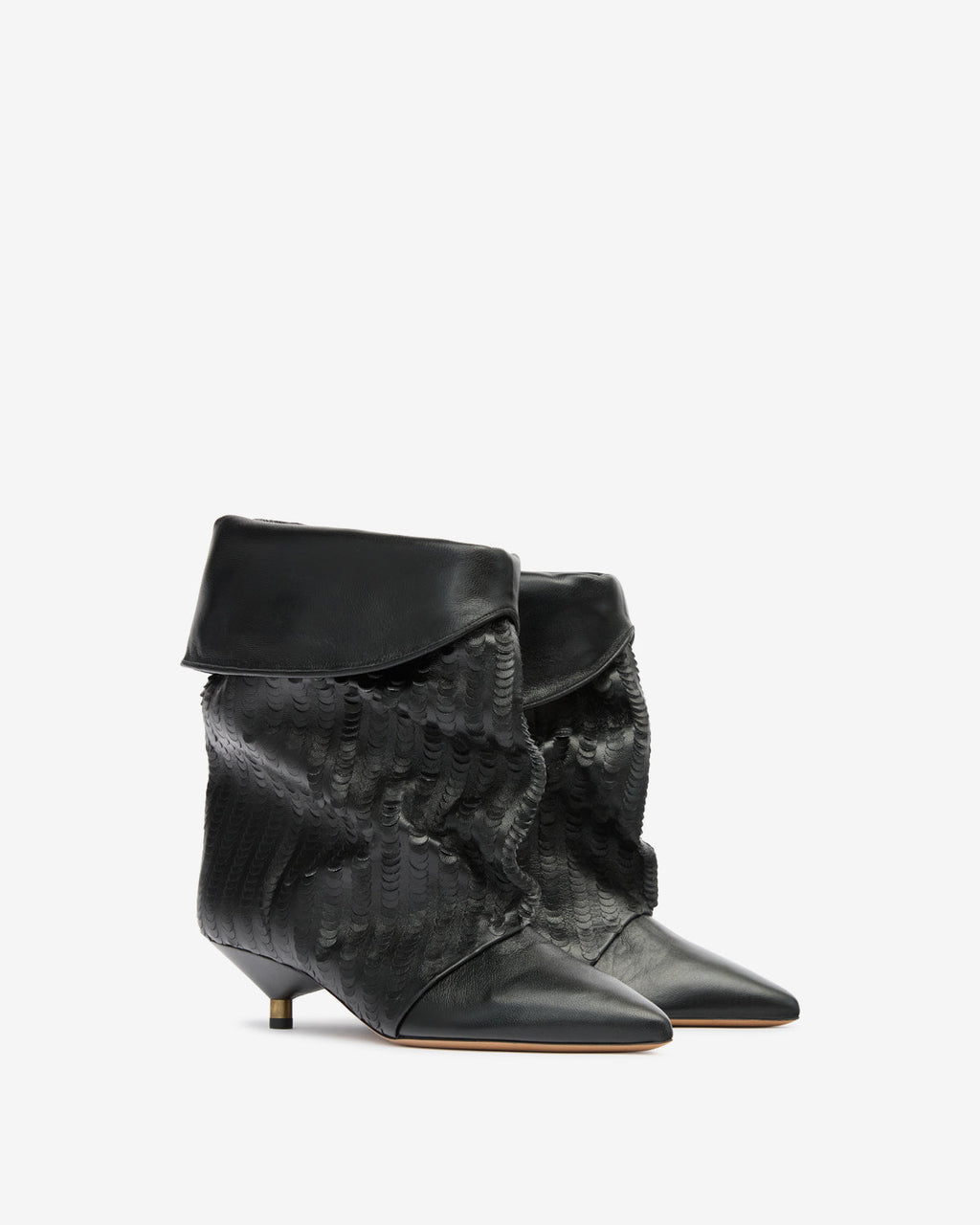Slouchy Suede Cone-Heel Ankle Boots