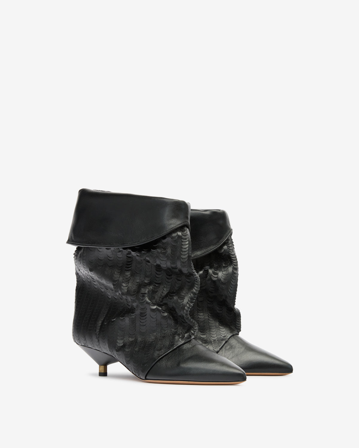 Slouchy Suede Cone-Heel Ankle Boots