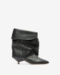 Slouchy Suede Cone-Heel Ankle Boots