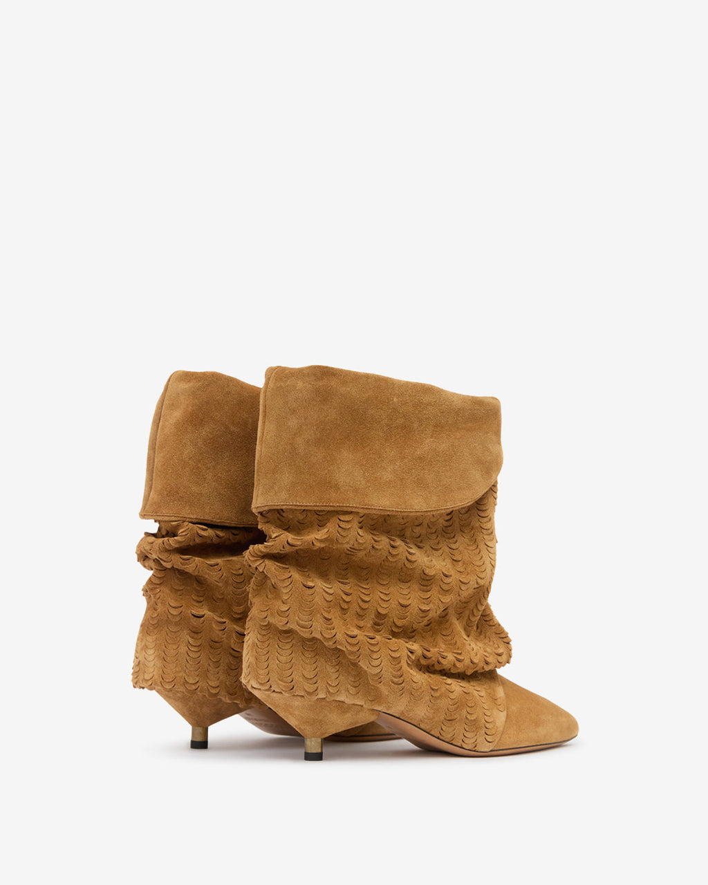Slouchy Suede Cone-Heel Ankle Boots