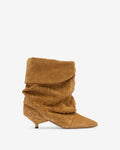 Slouchy Suede Cone-Heel Ankle Boots