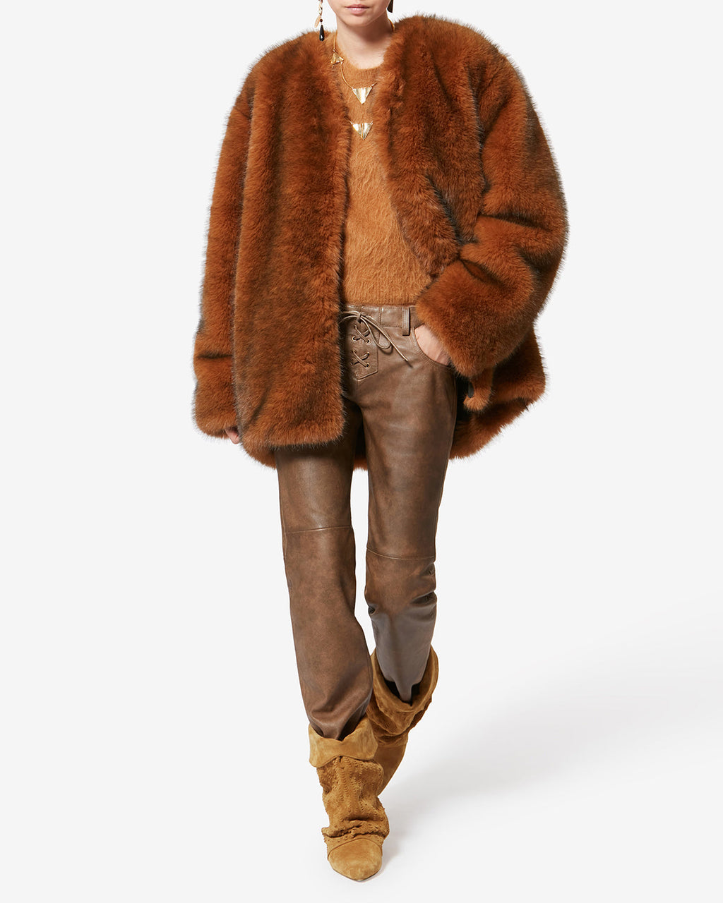Slouchy Suede Cone-Heel Ankle Boots