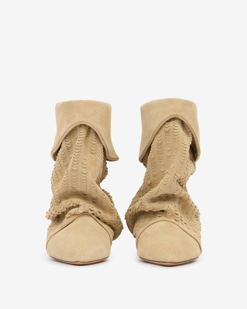 Slouchy Suede Cone-Heel Ankle Boots
