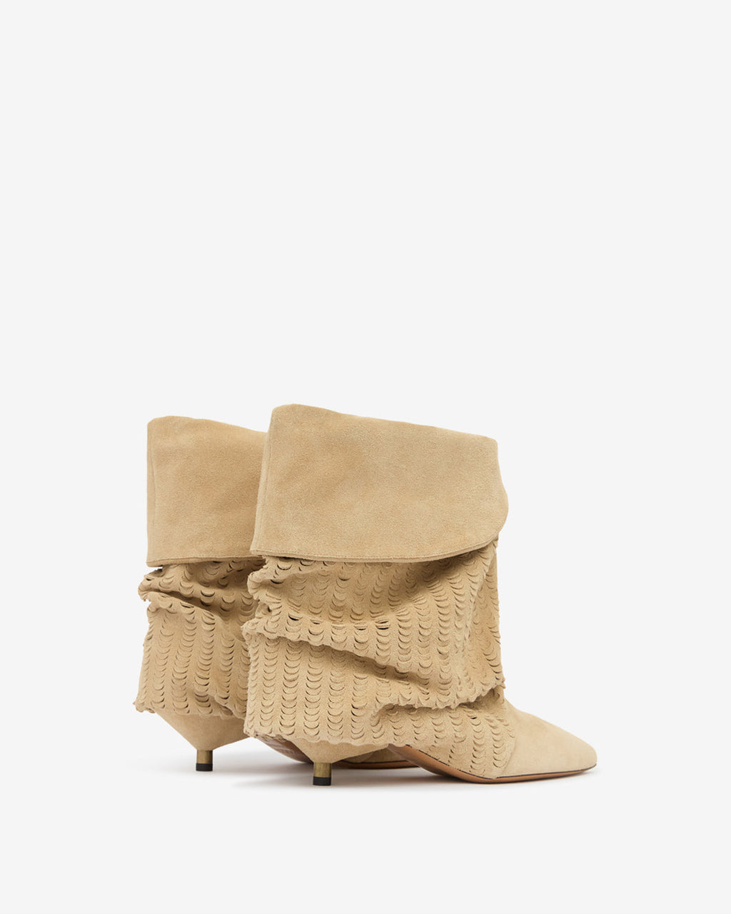 Slouchy Suede Cone-Heel Ankle Boots