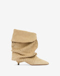 Slouchy Suede Cone-Heel Ankle Boots