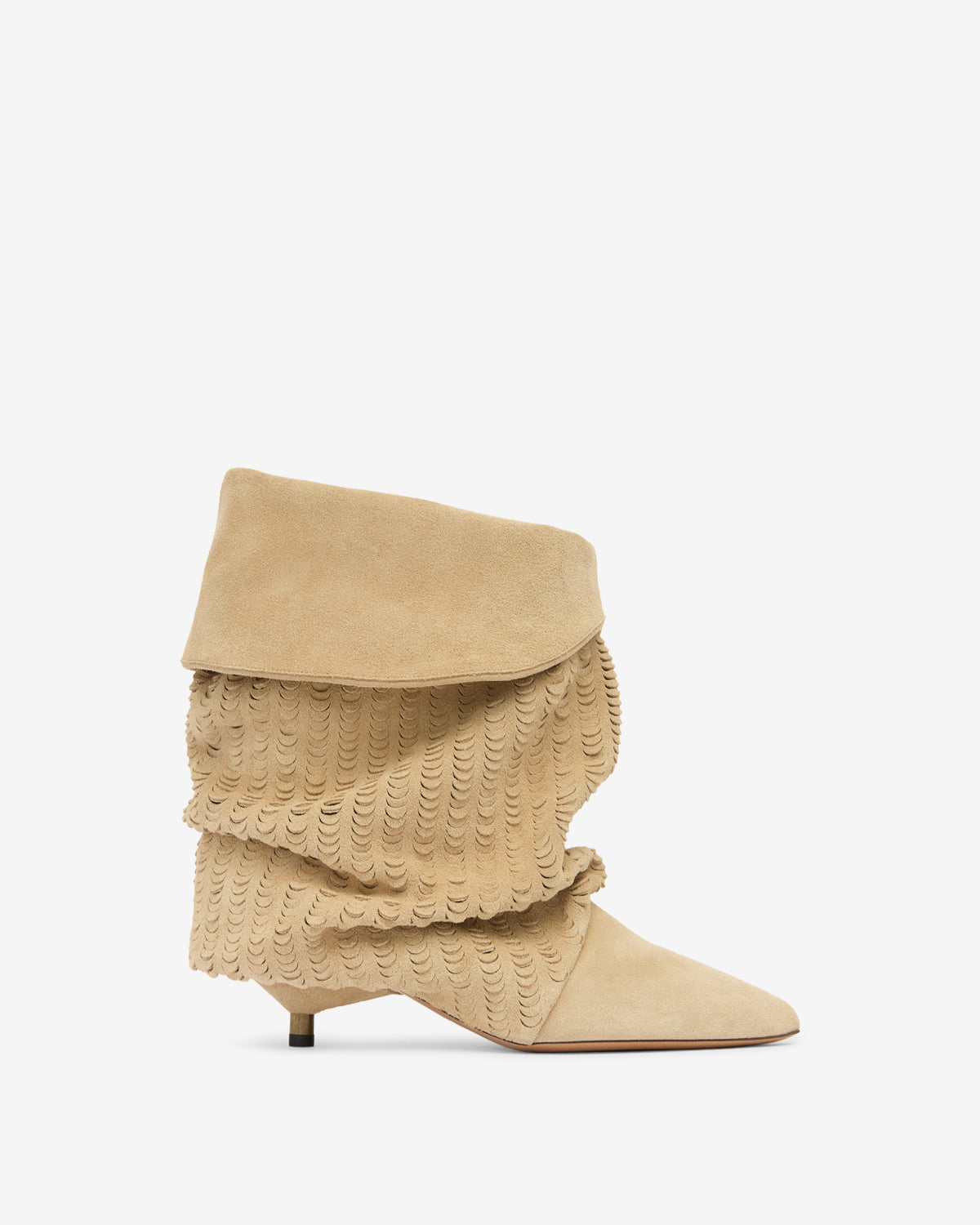 Slouchy Suede Cone-Heel Ankle Boots