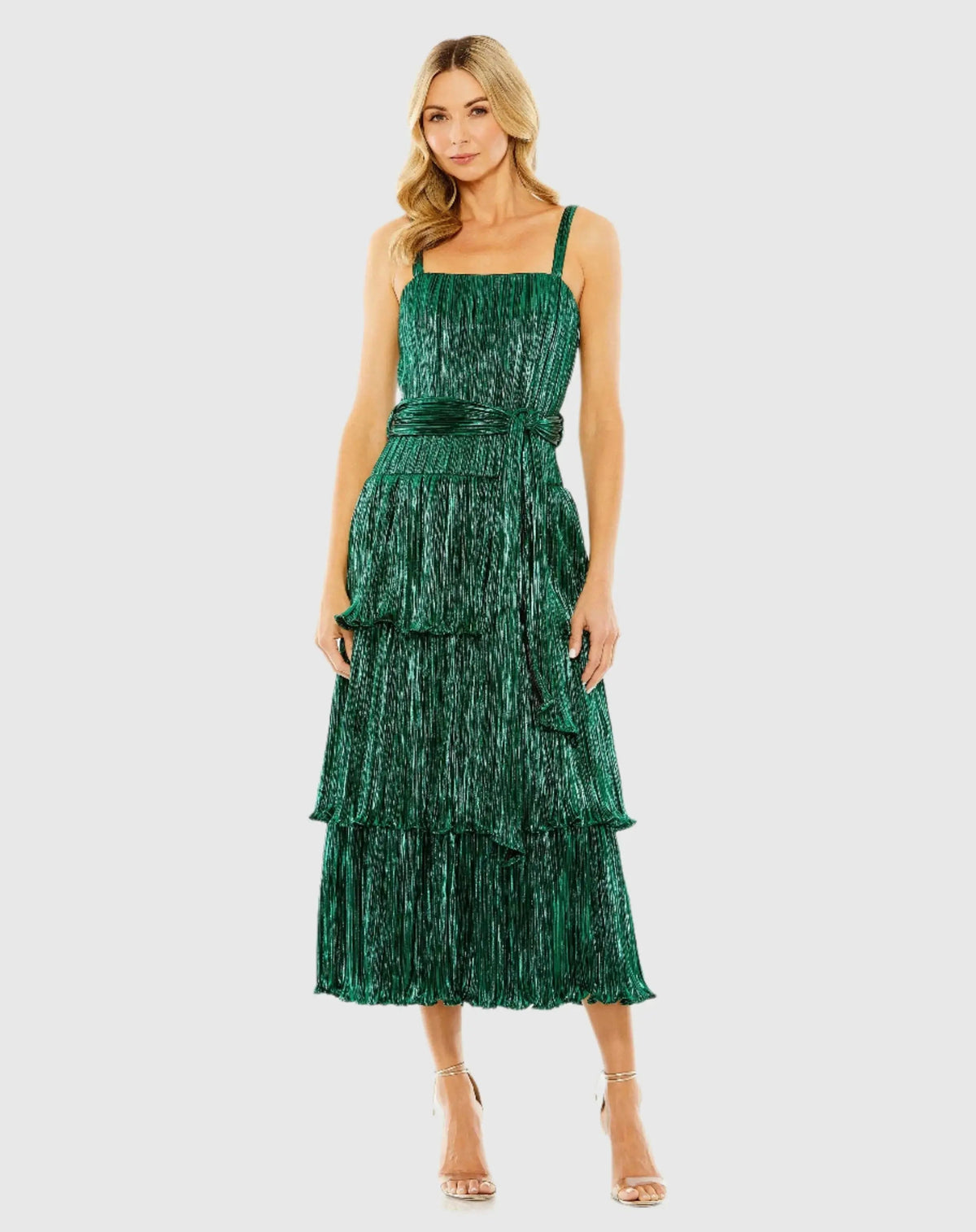 Women's Dress - Gold Ruffle Pleated