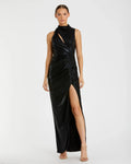 Women's Black Dress Sleeveless - Black Halter Cutout
