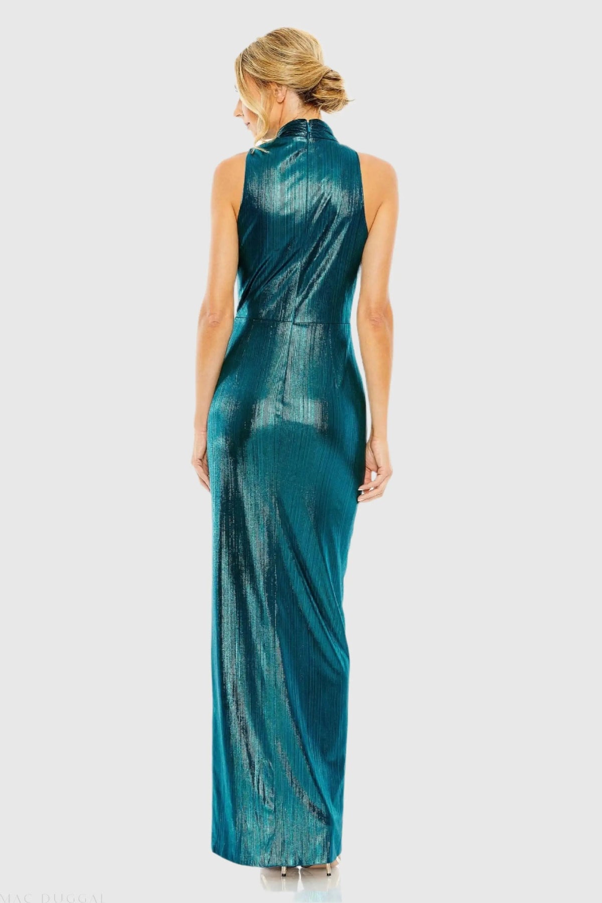 Women's Dress Sleeveless - Blue Halter Cutout