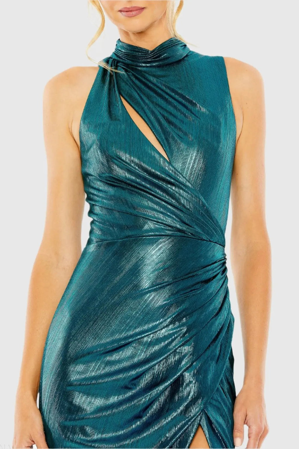 Women's Dress Sleeveless - Blue Halter Cutout