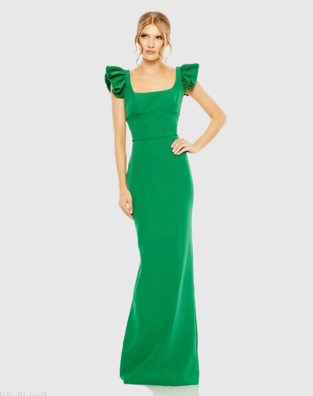 Women's Green Dress - Green Ruffle Backless