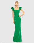 Women's Green Dress - Green Ruffle Backless