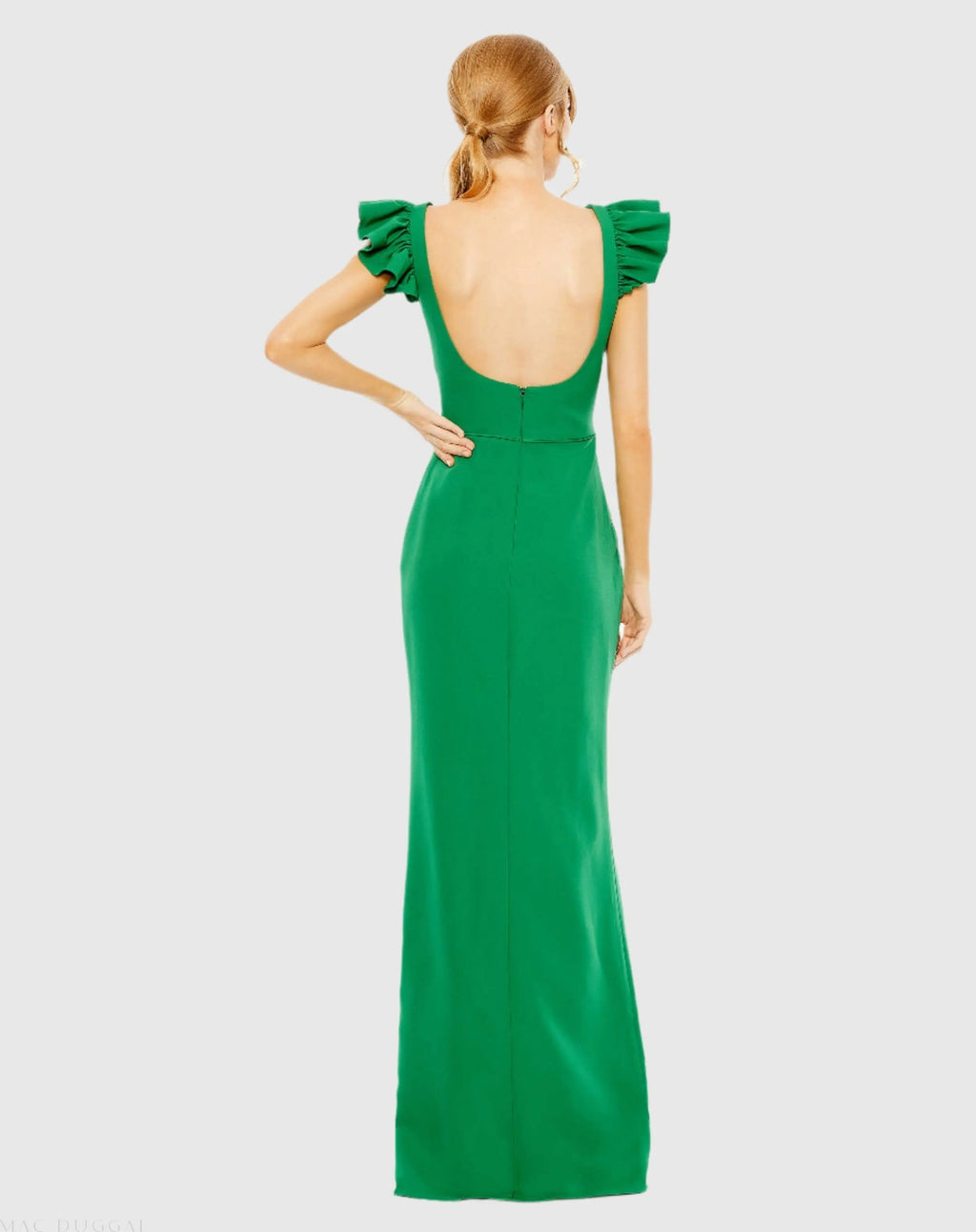 Women's Green Dress - Green Ruffle Backless