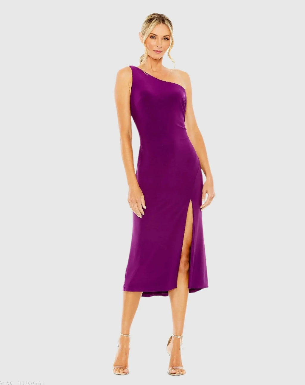 Women's Purple Midi Dress One Shoulder
