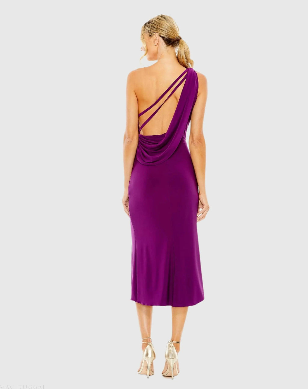 Women's Purple Midi Dress One Shoulder