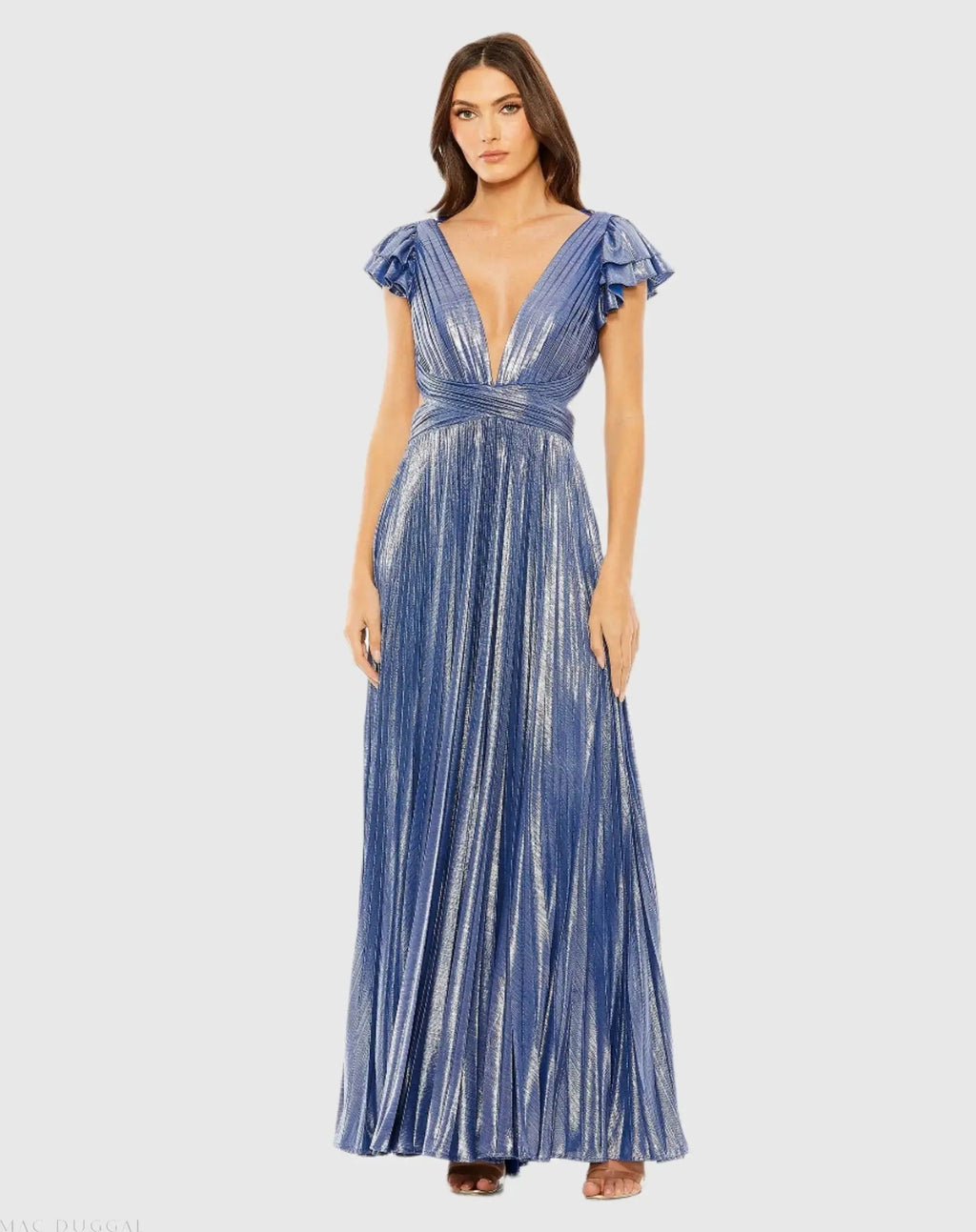 Women's Blue Dress - Blue Lace Ruffle