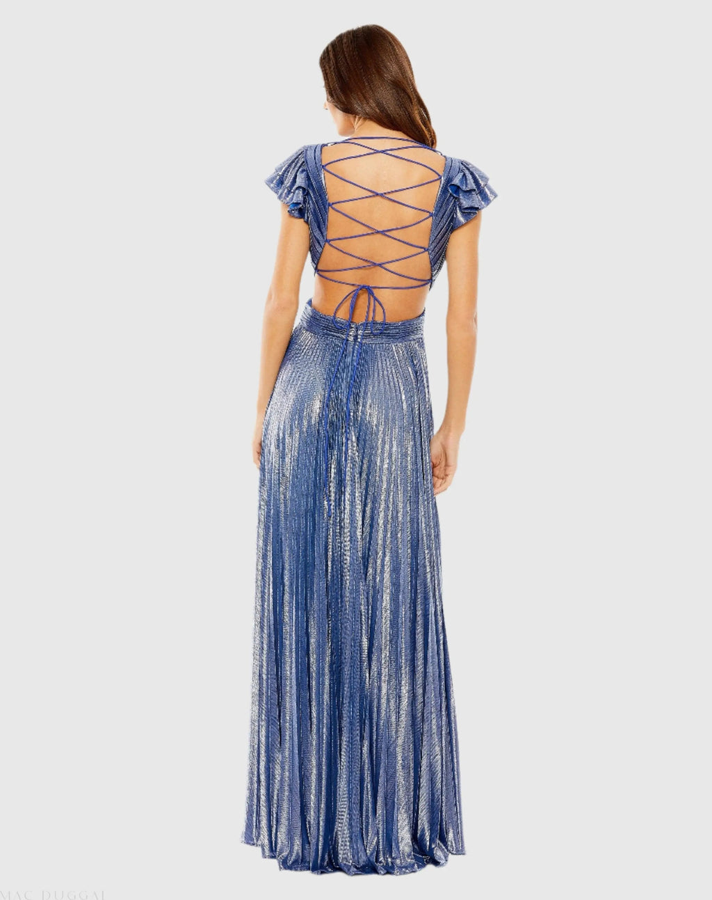 Women's Blue Dress - Blue Lace Ruffle