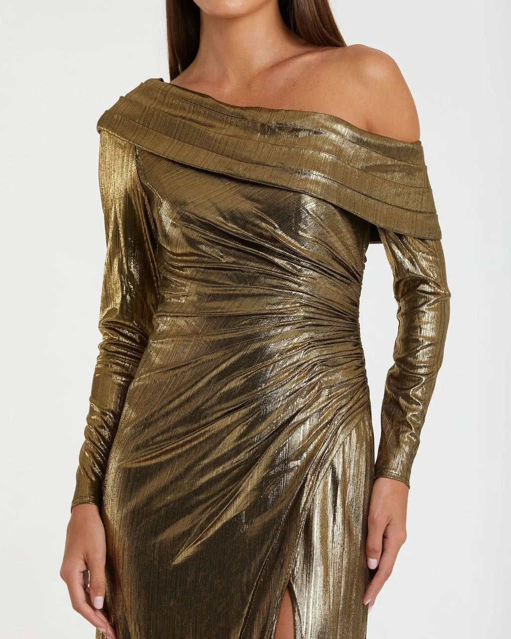 Women's Gold Dress - Gold Asymmetrical