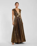 Women's Gold Dress - Gold Pleated