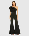 Women's One Shoulder Ruffle Detail Flare Pant Jumpsuit