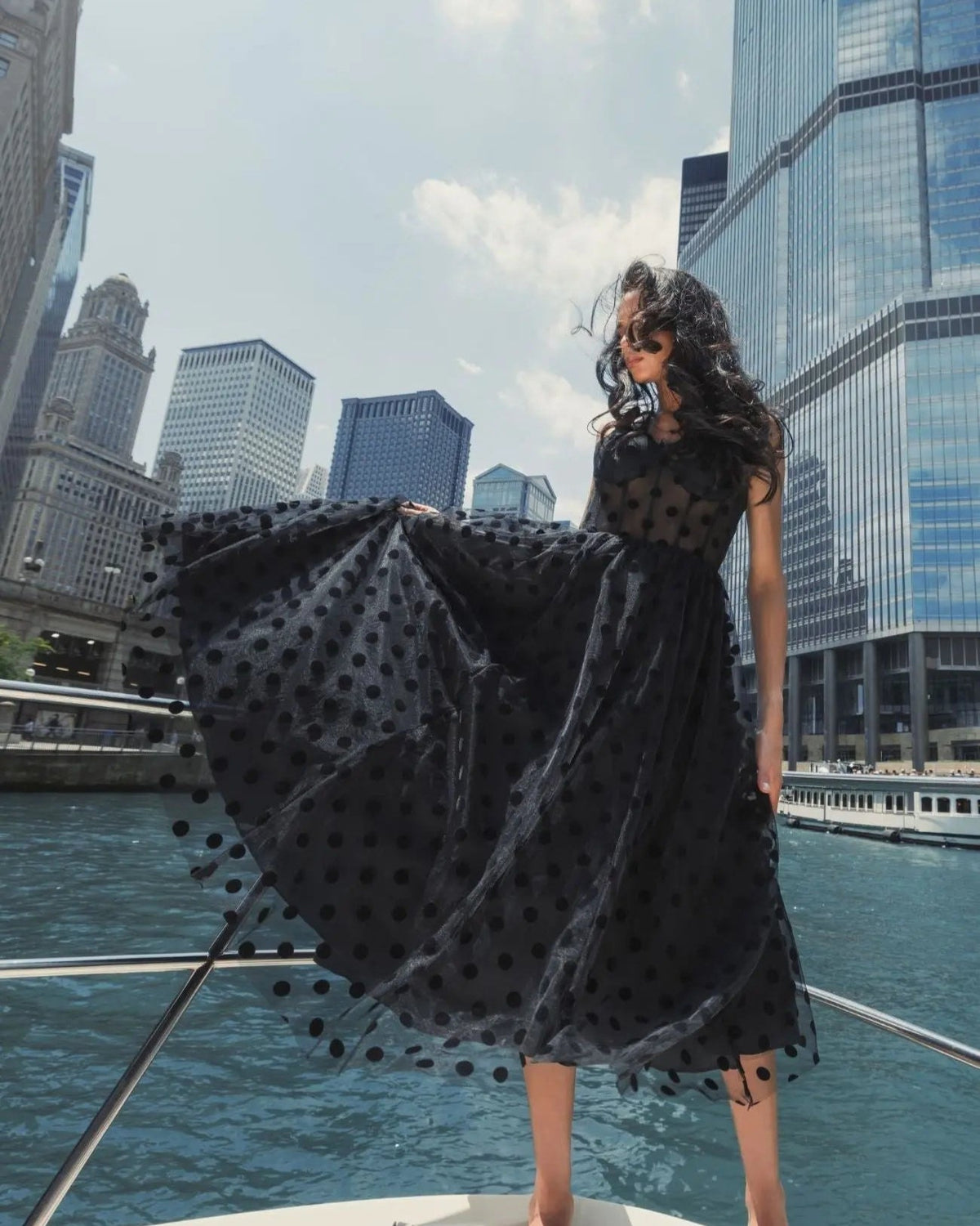 Women's Black Midi Dress - 27539