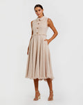 Women's Pink Midi Dress Sleeveless - 27658