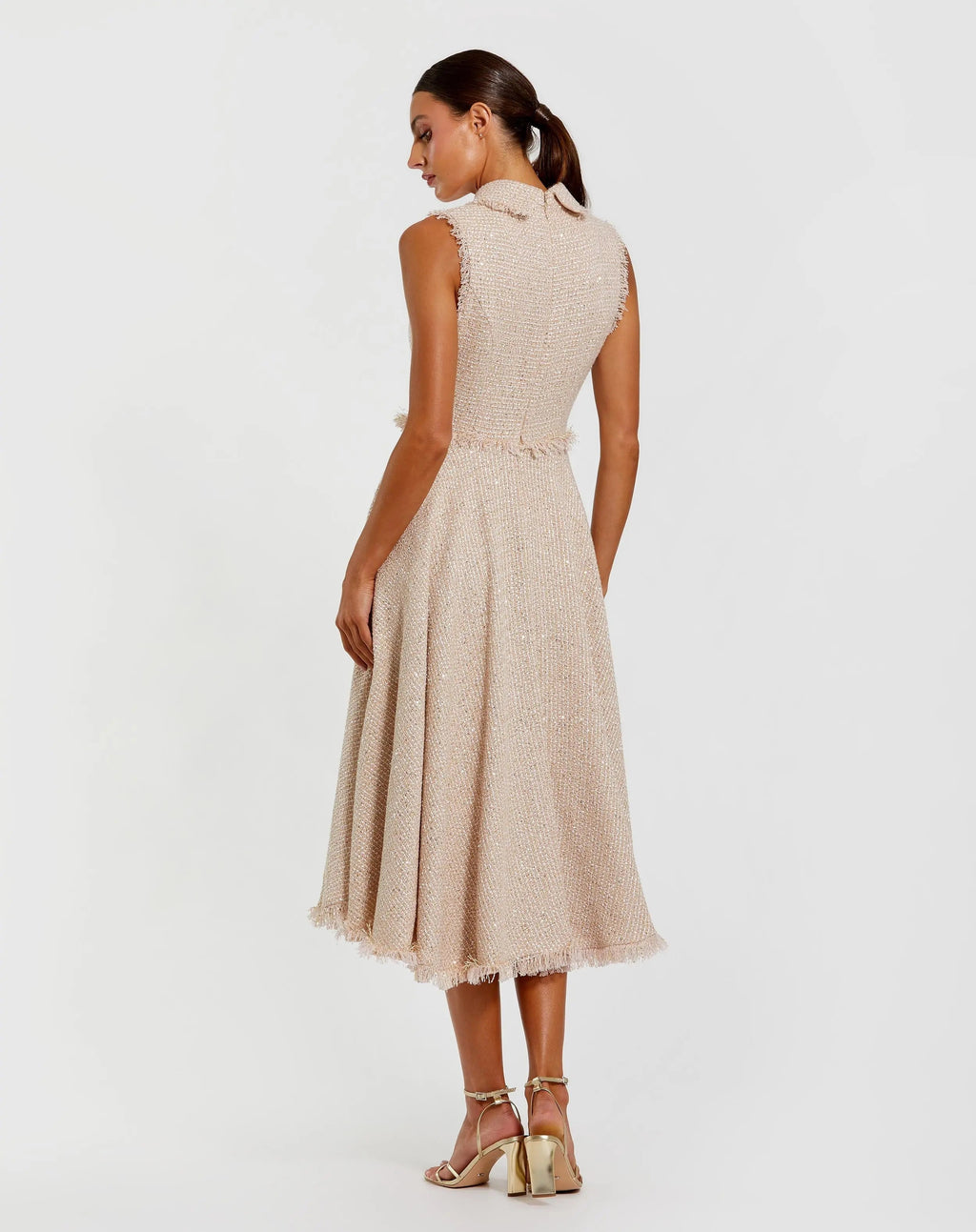 Women's Pink Midi Dress Sleeveless - 27658
