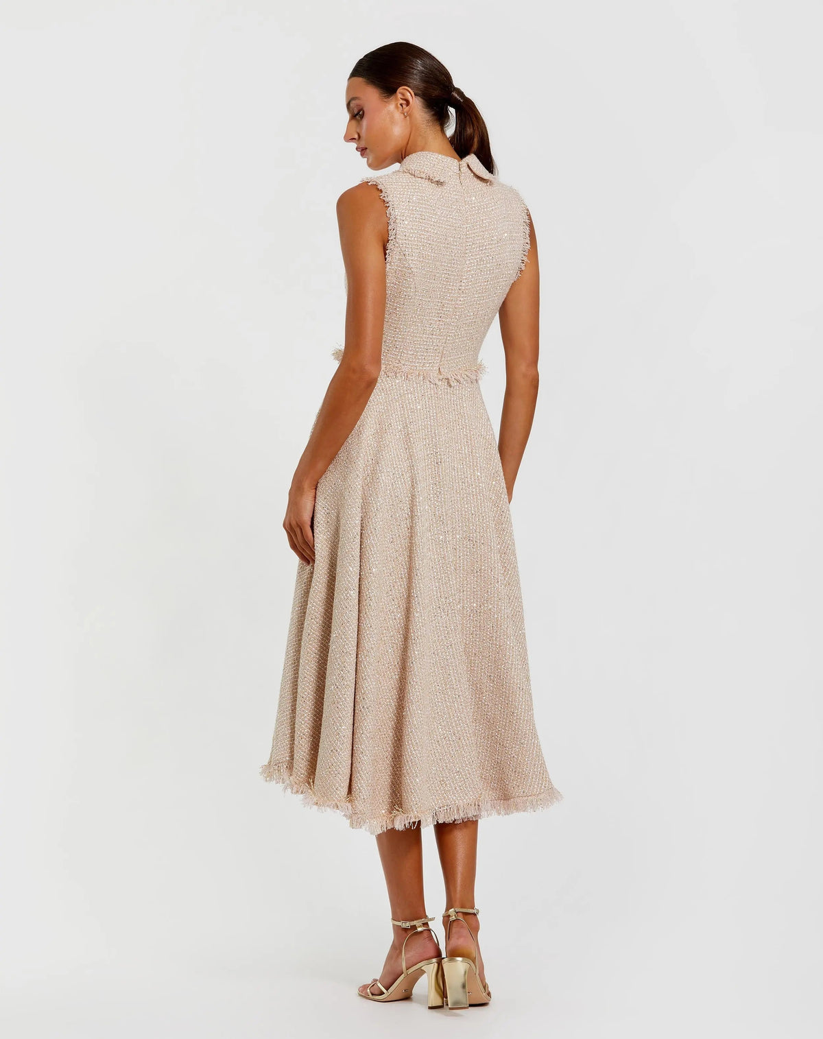 Women's Pink Midi Dress Sleeveless - 27658