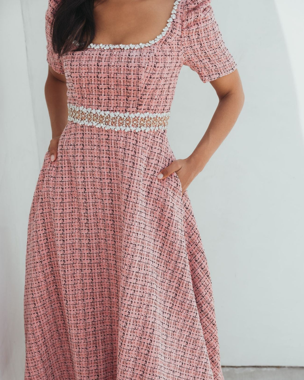 Women's Pink Midi Dress - Pink