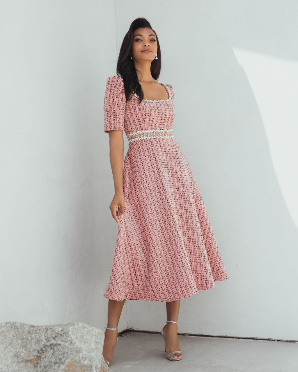 Women's Pink Midi Dress - Pink