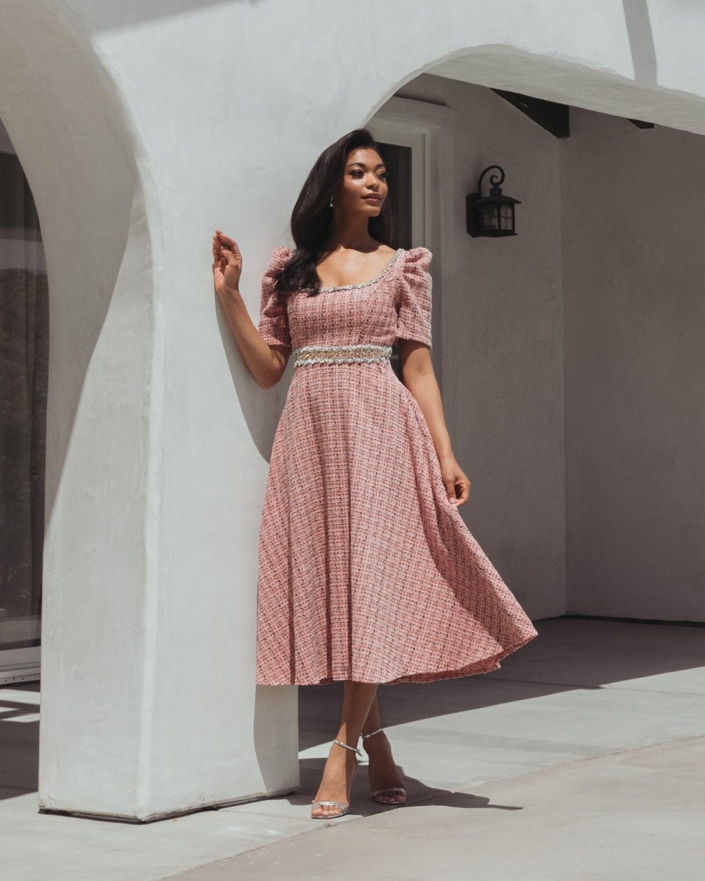 Women's Pink Midi Dress - Pink