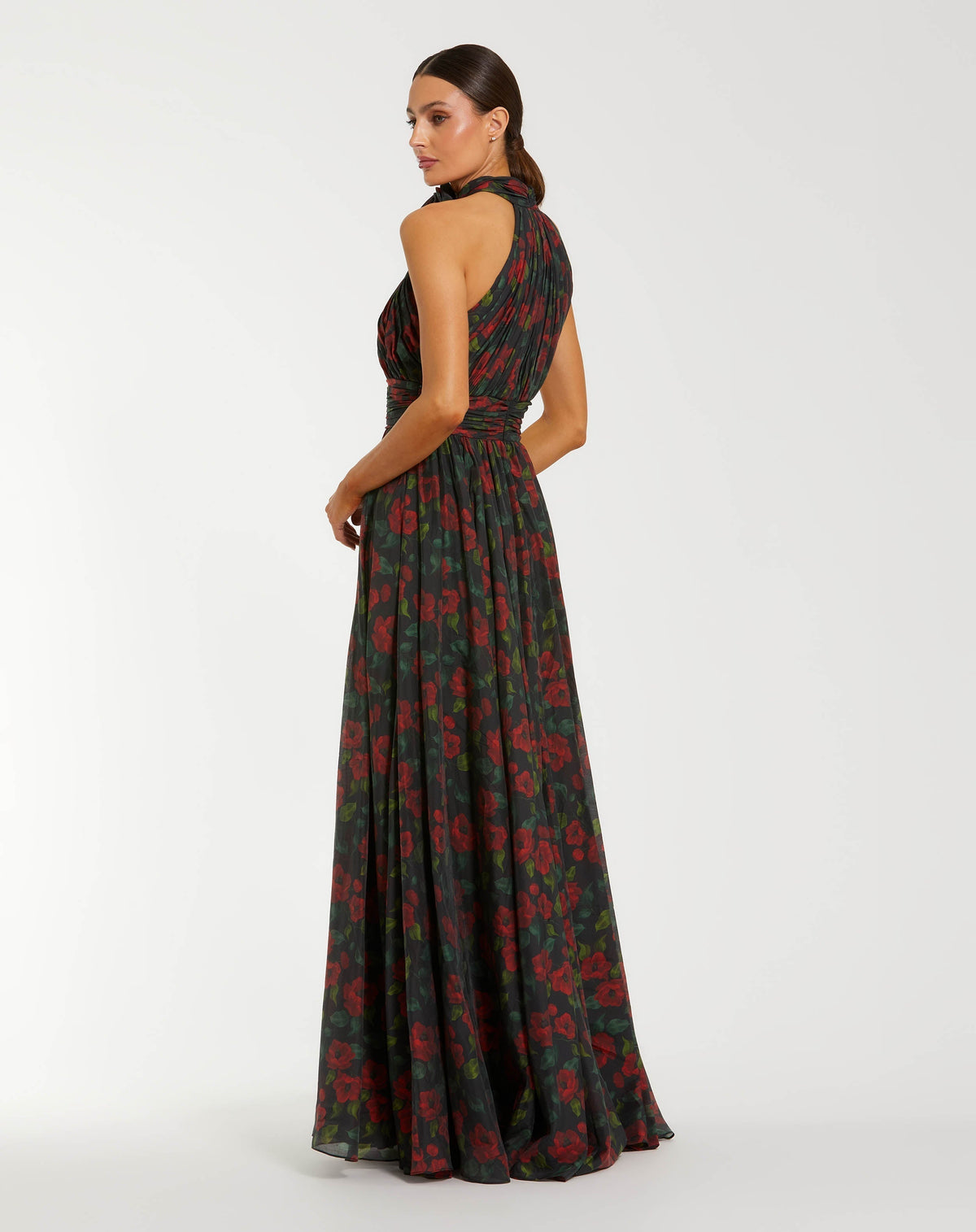 Women's Black Dress Floral Halter