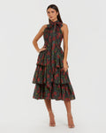 Women's Black Midi Dress Floral - 27747