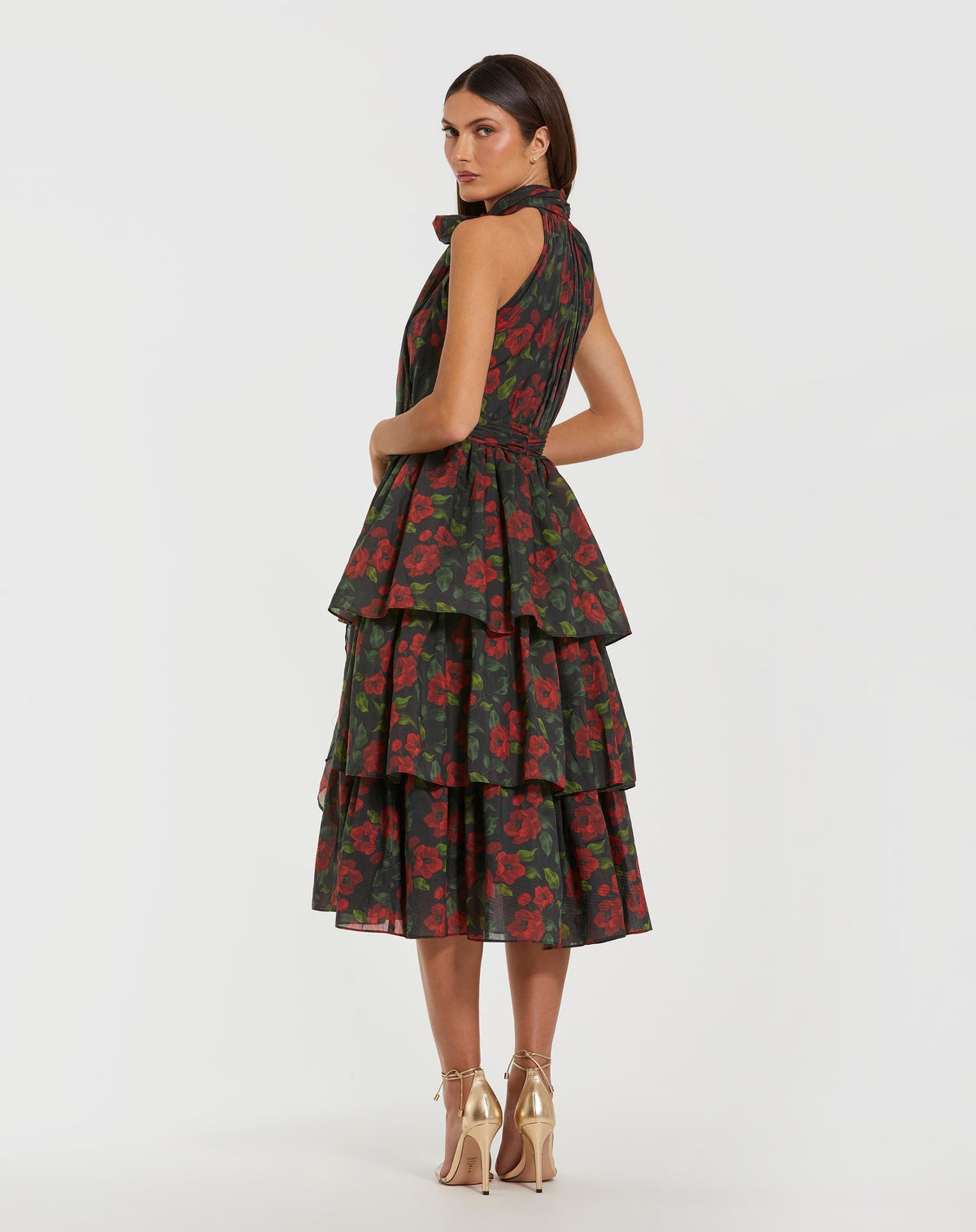 Women's Black Midi Dress Floral - 27747